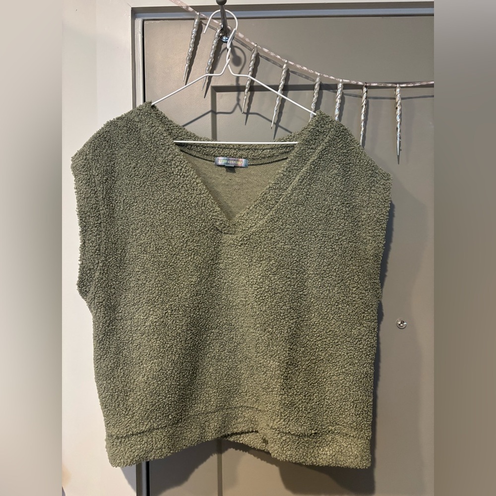 Green Boucle Sweater Vest